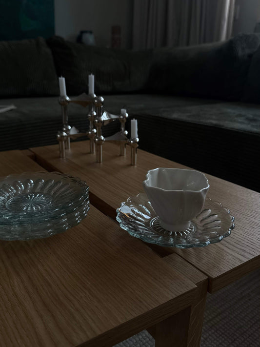 Desserttallerkner i glas