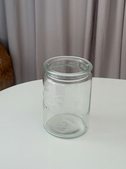 Stor glasbeholder med mønster