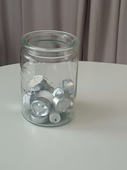 Stor glasbeholder med mønster