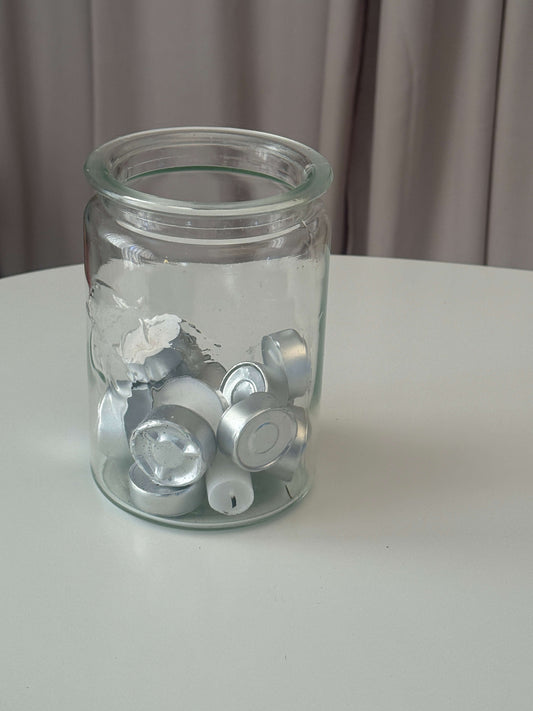 Stor glasbeholder med mønster