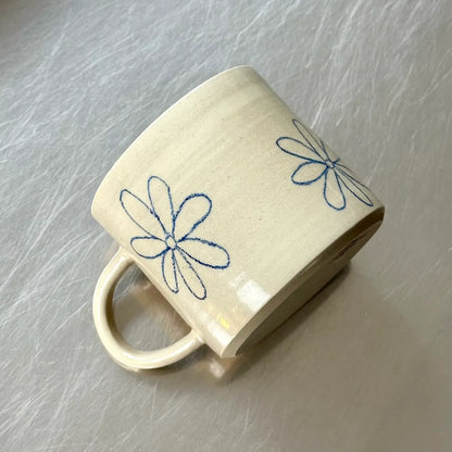 Keramik Kop "Tegnede Blomster"
