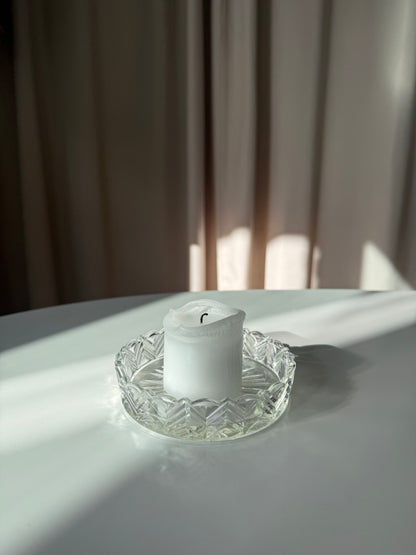 Lille glasfad i flot mønster