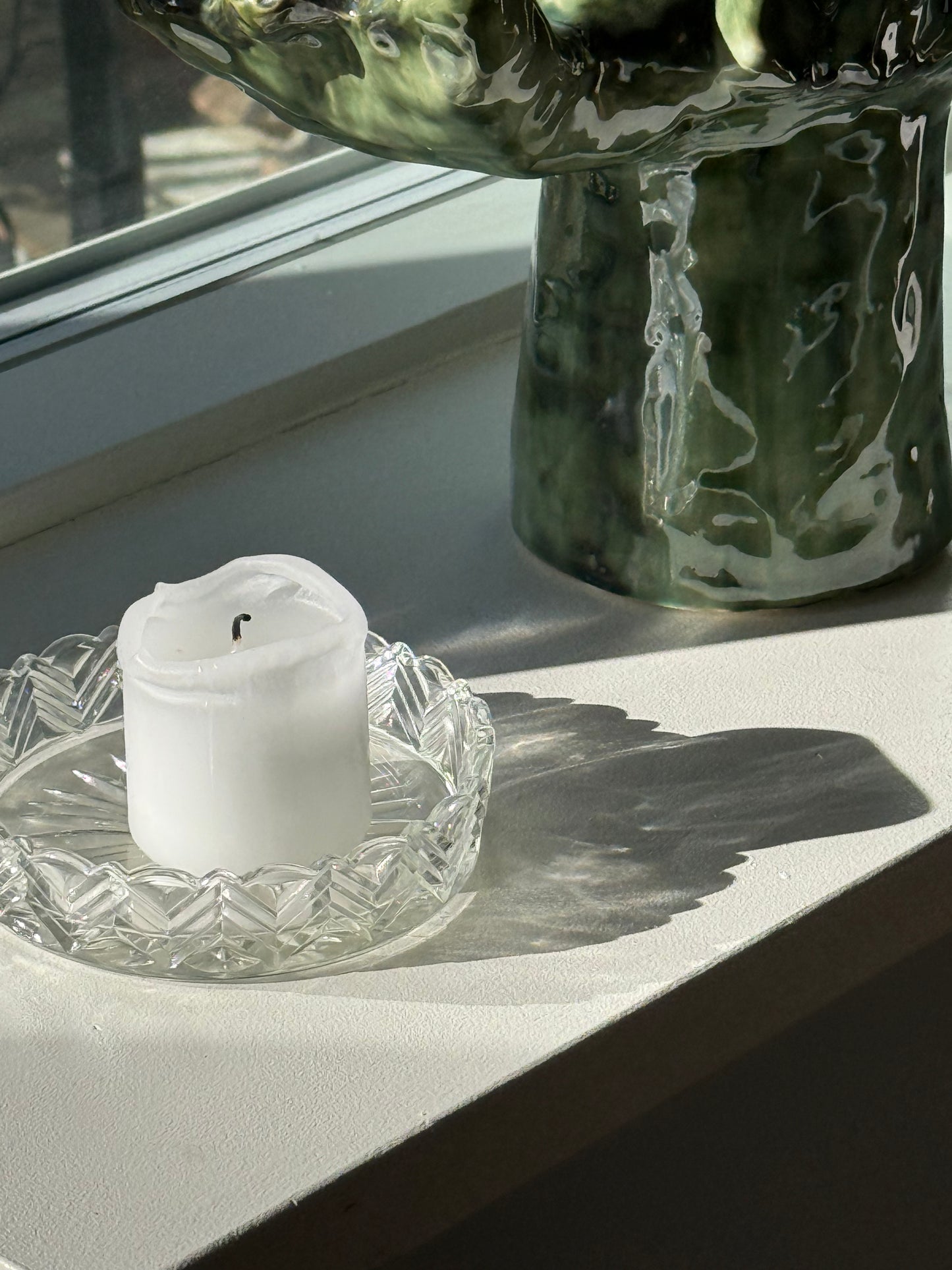 Lille glasfad i flot mønster