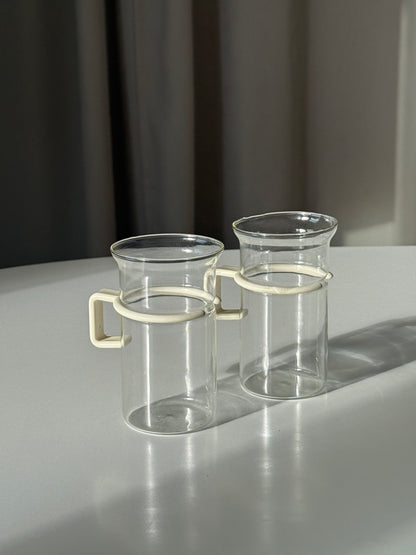 Retro kaffeglas med hvid hank