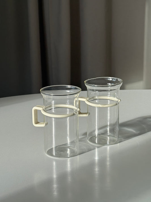 Retro kaffeglas med hvid hank