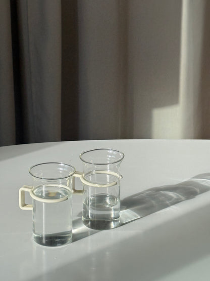 Retro kaffeglas med hvid hank