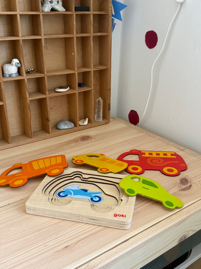 Træpuslespil med biler