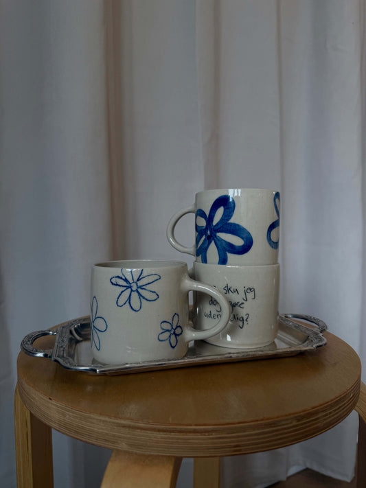 Keramik Kop "Tegnede Blomster"