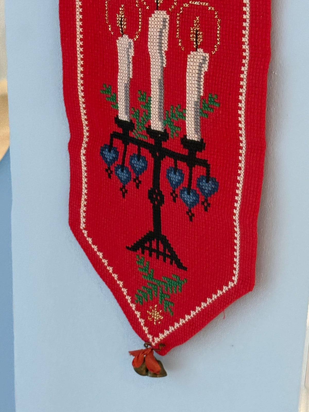 Rødt vævet juleophæng