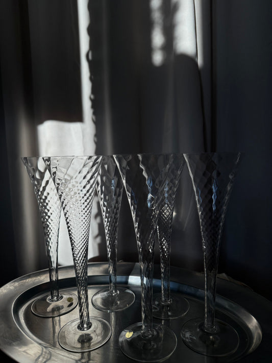 Mundblæste Champagneglas