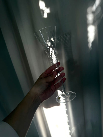 Mundblæste Champagneglas