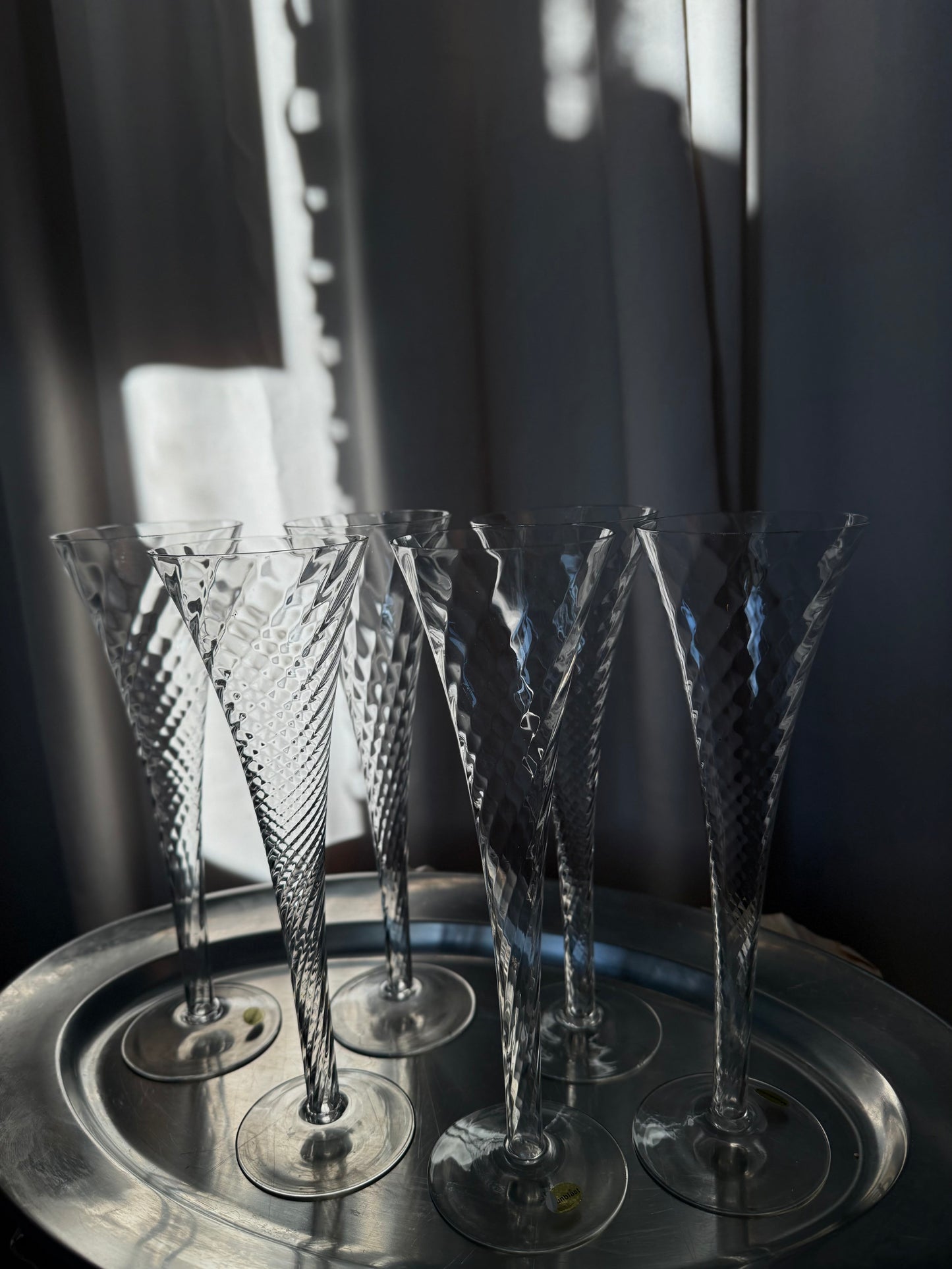 Mundblæste Champagneglas