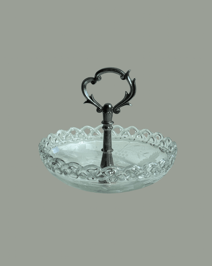 Glasskål med stålhank